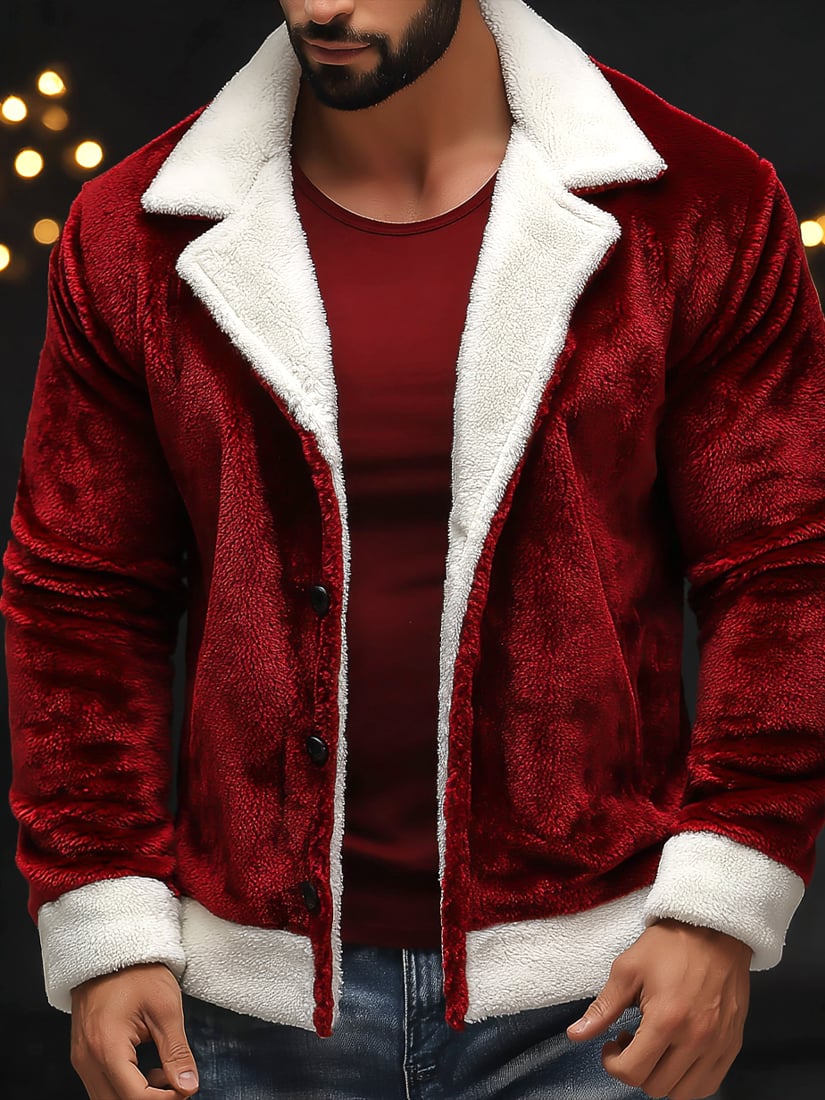 Men's Vintage Christmas Party Casual Suede Long Sleeve Jacket