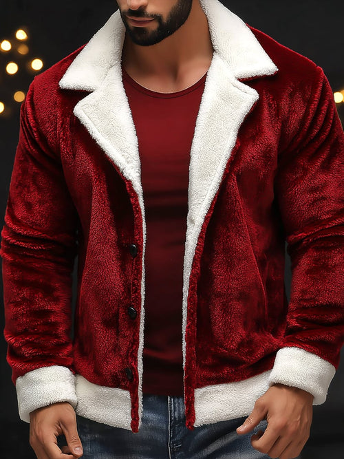 Men's Vintage Christmas Party Casual Suede Long Sleeve Jacket