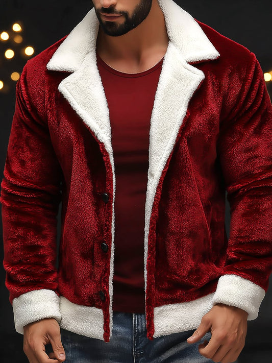 Men's Vintage Christmas Party Casual Suede Long Sleeve Jacket