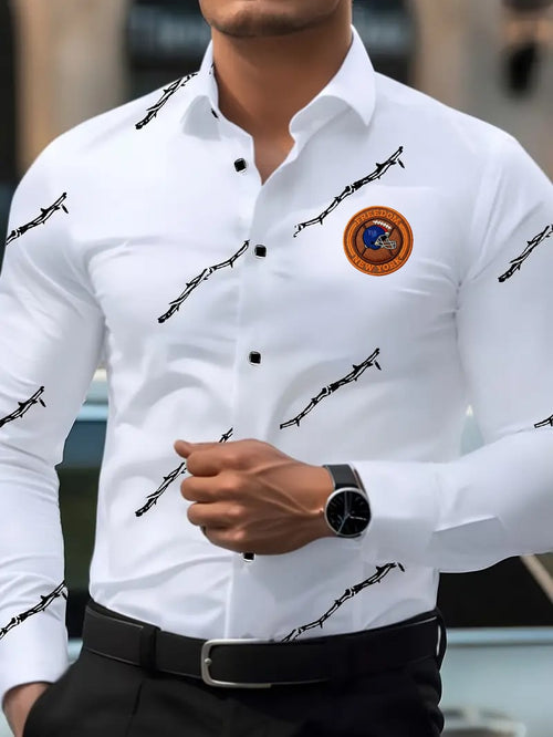 Men's Street Style Business Football Printed Long Sleeve Shirt