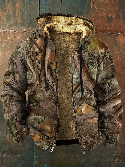 Men's Vintage Camouflage Fleece Zipper Jacket