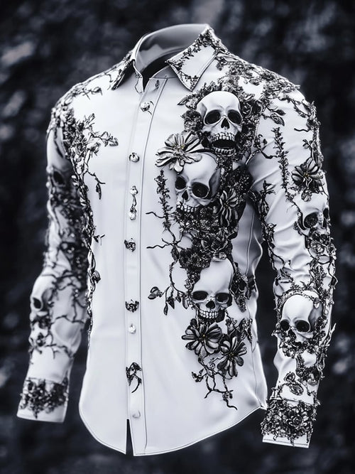 Men's Casual Vintage Black Pattern Shirt
