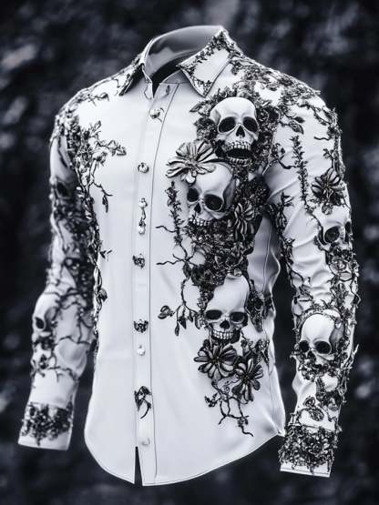 Men's Casual Vintage Black Pattern Shirt