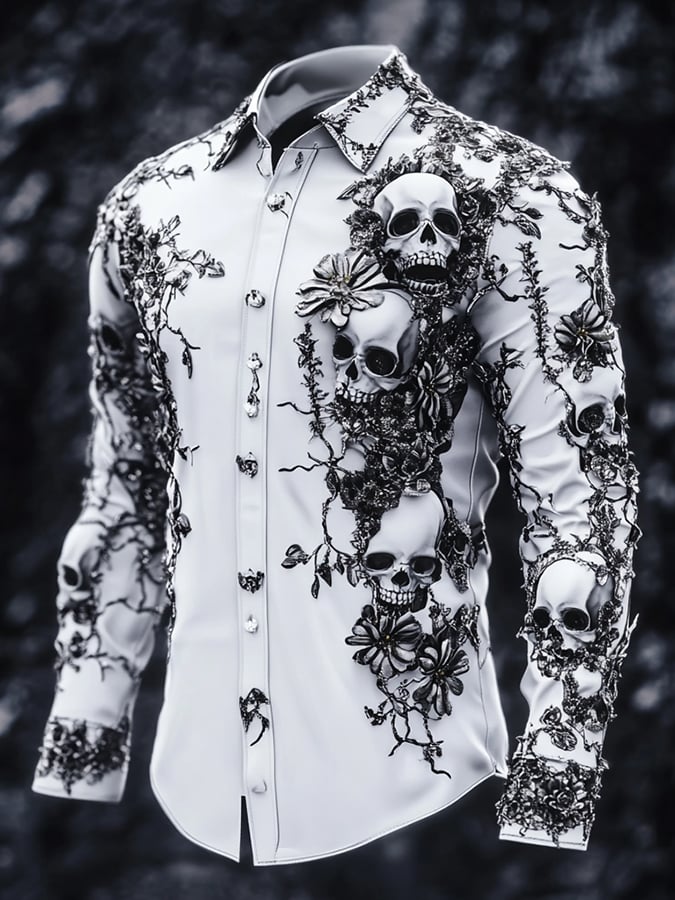 Men's Casual Vintage Black Pattern Shirt