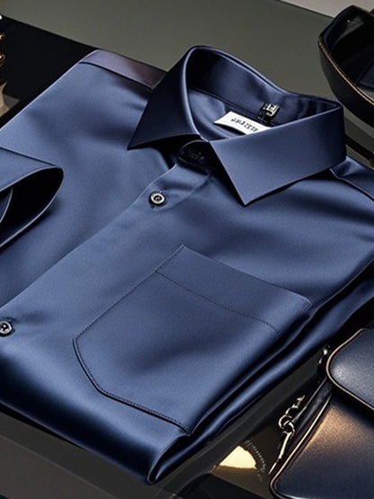 Men's Gradient Lapel Long Sleeve Shirt