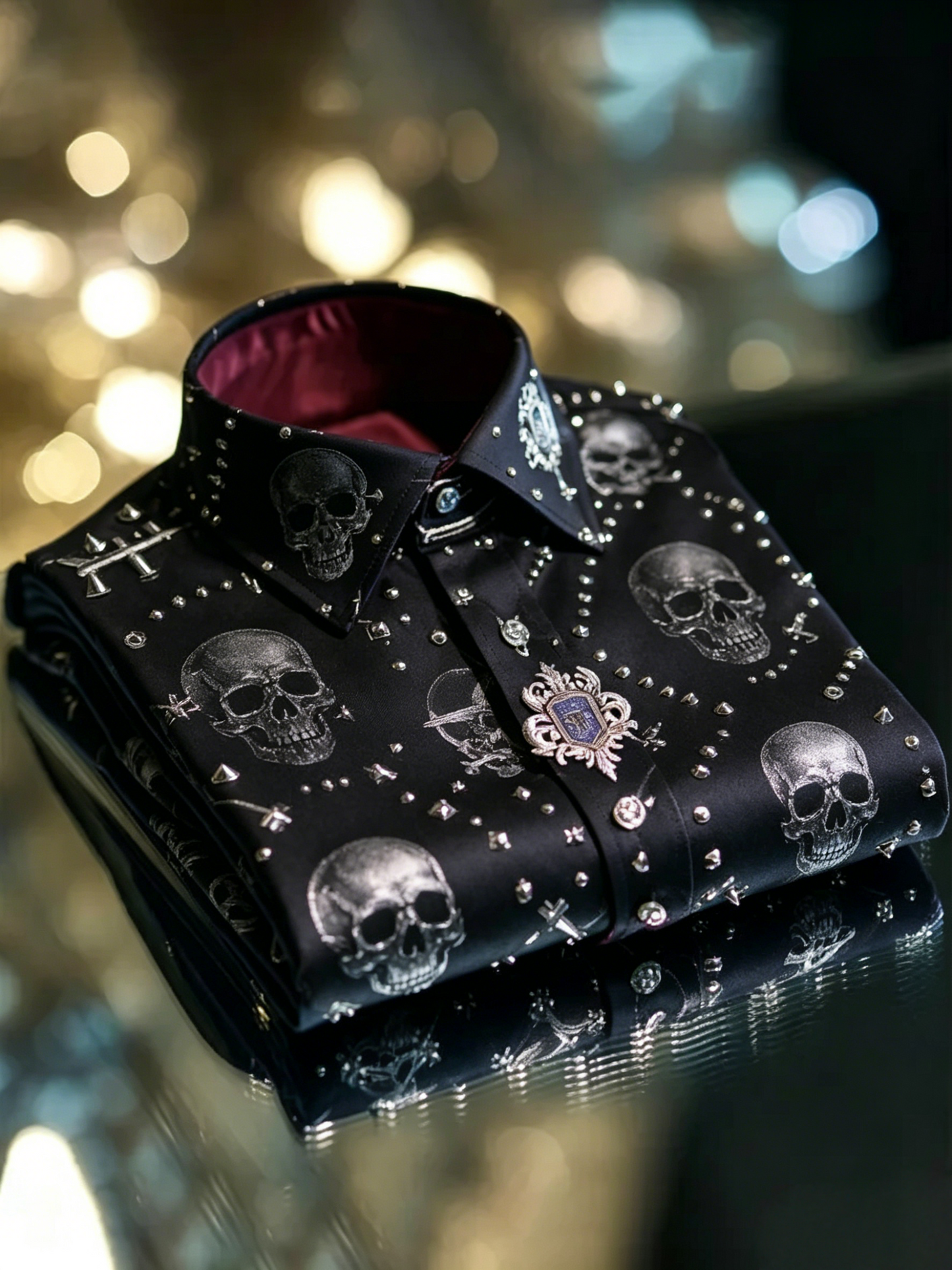 Men's Satin Luxe Long Sleeve Button Down Shirt