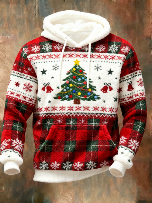 Men's Casual Christmas Comfortable Flannel Warm Hoodie