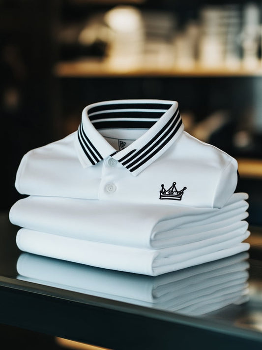 Men's Business Casual Logo Button Short Sleeve Polo Shirt