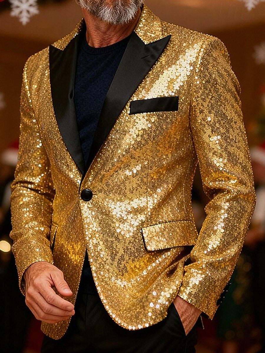 Men's Christmas Cocktail Party Wedding Party Stylish Casual Lapel Suit Jacket