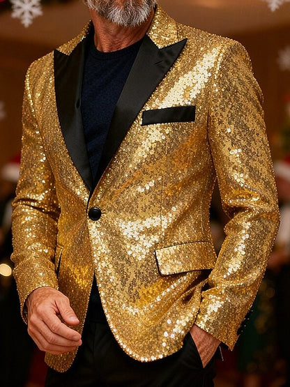 Men's Christmas Cocktail Party Wedding Party Stylish Casual Lapel Suit Jacket