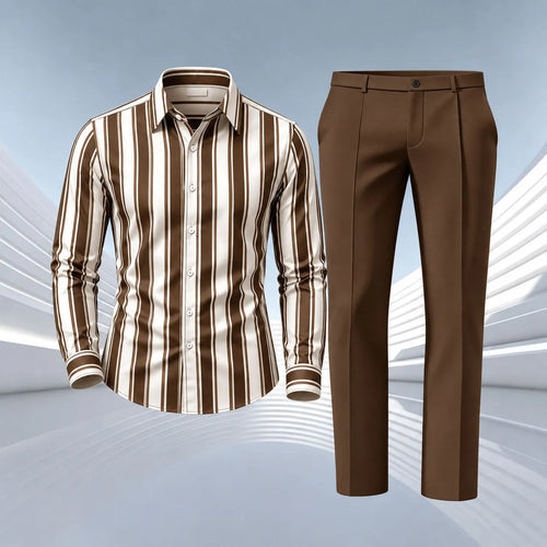 Men's Printed Long-Sleeve Shirt and Pants Set