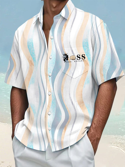 Men's Casual Contrast Color Holiday Ice Striped Shirt