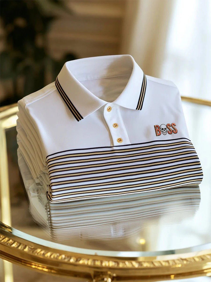 Men's Business Casual Button Short Sleeve Polo Shirt
