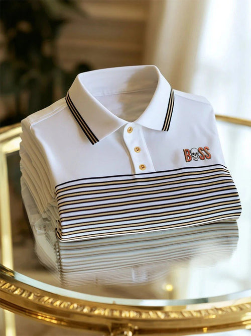 Men's Business Casual Button Short Sleeve Polo Shirt