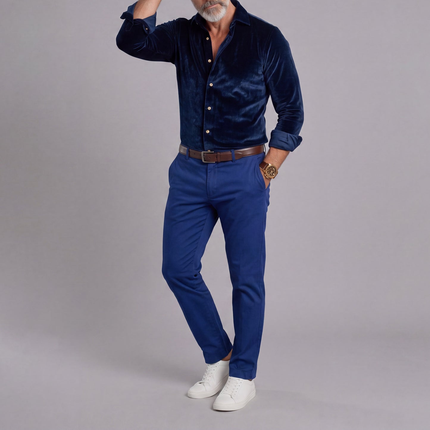 Men's Long-Sleeve Solid-Color Shirts