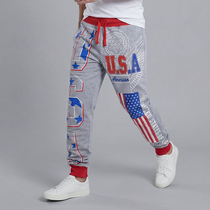 Men's Casual Athletic Pants with Letter Print