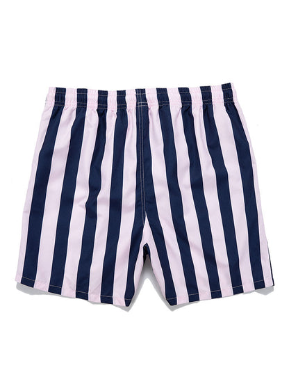 Man Striped Print Swim Shorts