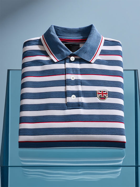 Men's Business Casual Union Jack Button Short Sleeve Polo Shirt
