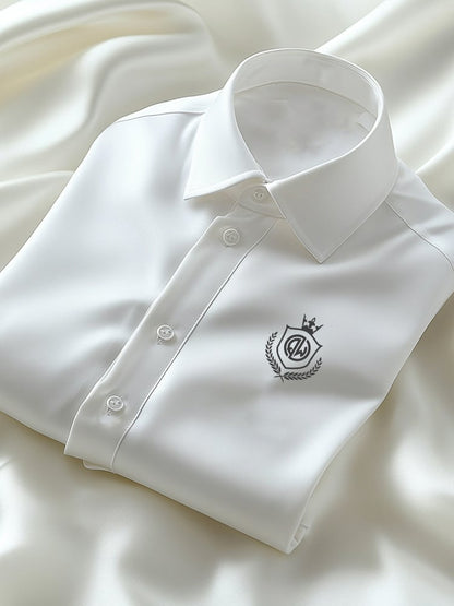 Men's Business Casual Logo Lapel Short Sleeve Shirt