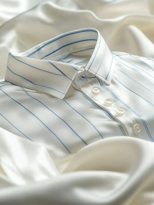 Men's Business Casual Striped Lapel Short Sleeve Shirt