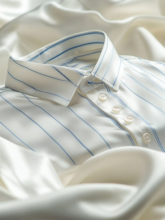 Men's Business Casual Striped Lapel Short Sleeve Shirt