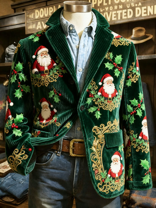 Men's Vintage Christmas Print Casual Jacket