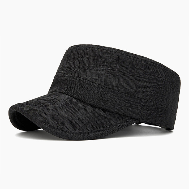 Men's Classic Plain Denim Curved Brim Adjustable Buckle Flat-Top Cadet Cap