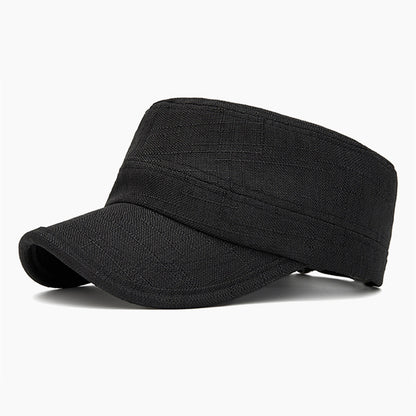 Men's Classic Plain Denim Curved Brim Adjustable Buckle Flat-Top Cadet Cap