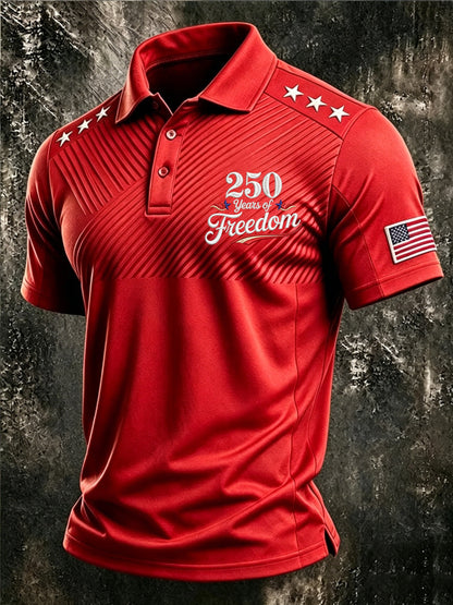 Men's American Flag Print Polo Shirt