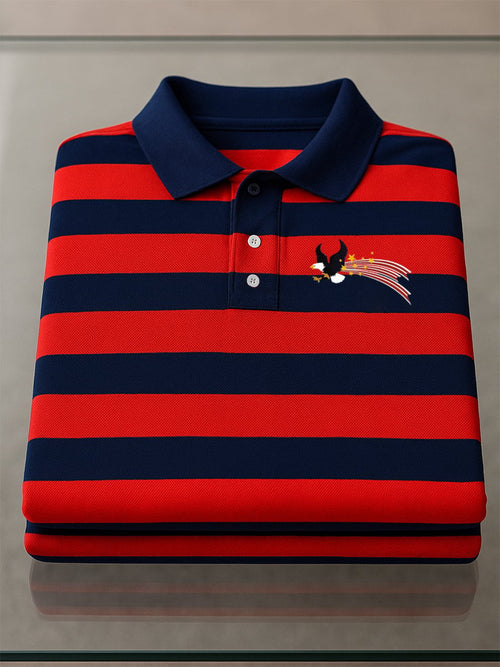 Men's Business Casual Independence Day Button Short Sleeve Polo Shirt
