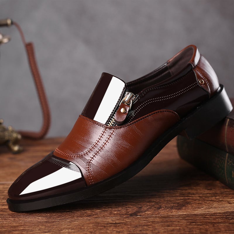 Men'S Business Leather Shoes Slip-On Sandals Hollow Out Single Shoes