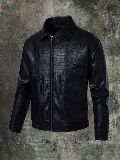 Men'S Lapel Loose Casual Motorcycle Leather Jacket