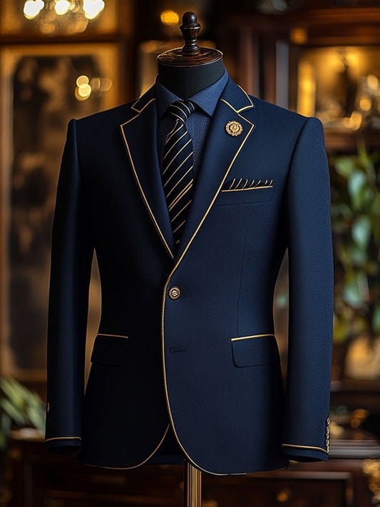 Men'S Casual Classic Contrast Color Business Long-Sleeved Suit