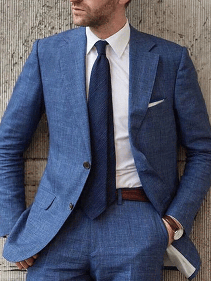 Men's Vintage Single-Breasted Solid Color Gentleman's Business Suit Jacket