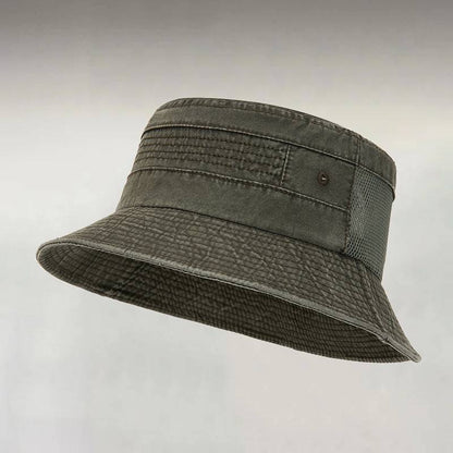 Men's Retro Washed Denim Mesh Patchwork Bucket Hat