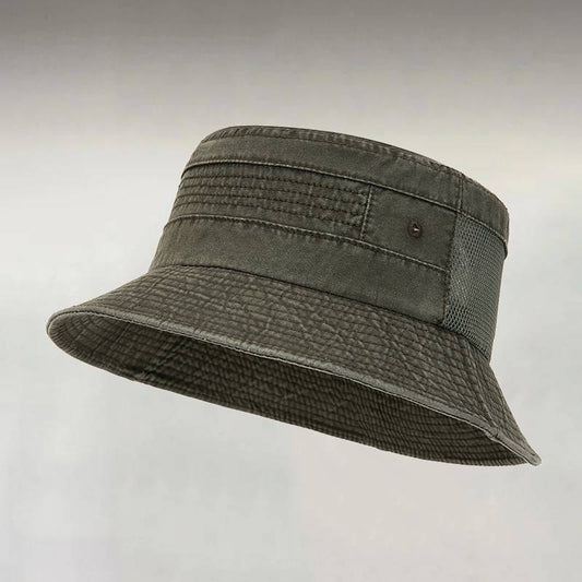 Men's Retro Washed Denim Mesh Patchwork Bucket Hat