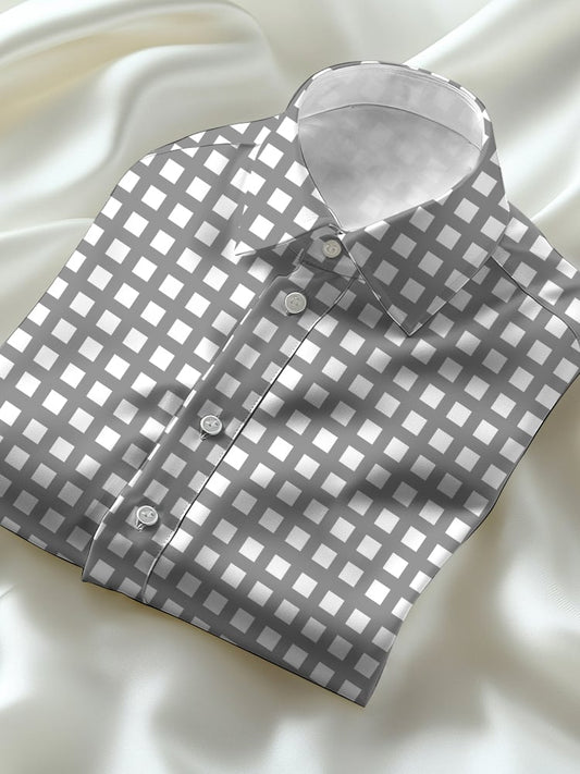 Men's Business Casual Plaid Lapel Short Sleeve Shirt