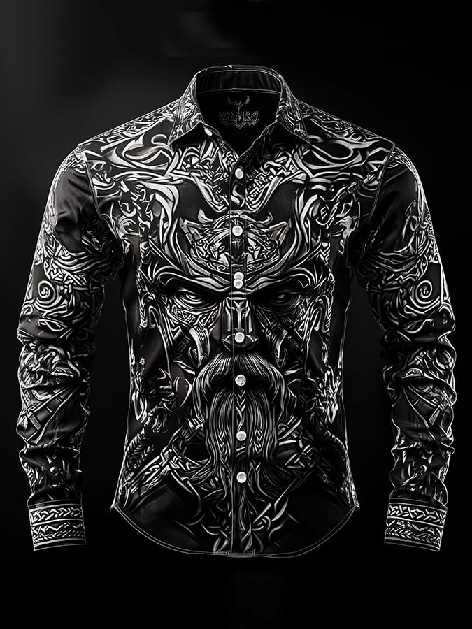 Men's Dark Viking Warrior Print Shirt