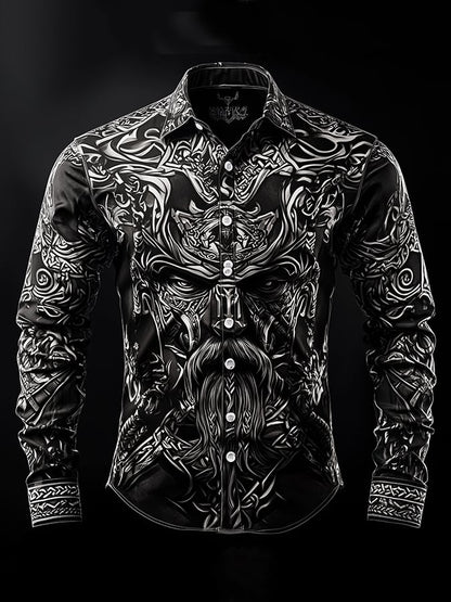 Men's Dark Viking Warrior Print Shirt