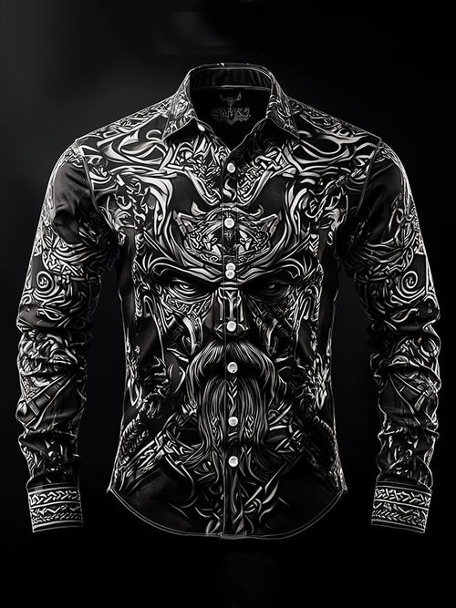 Men's Dark Viking Warrior Print Shirt