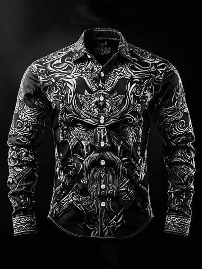 Men's Dark Viking Warrior Print Shirt