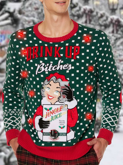 Men's Drink Up Bitches Christmas Printed Sweater