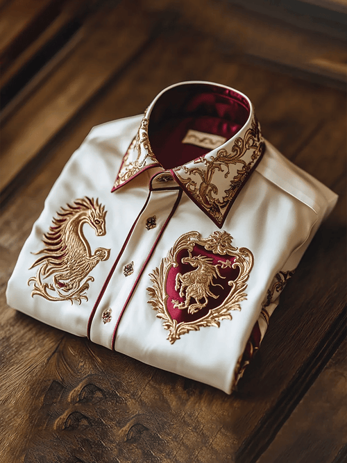 Men's Satin Luxe Print Short Sleeve Button Shirt