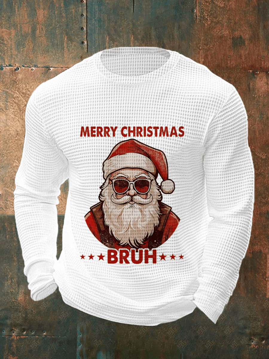 Men's Merry Christmas Santa Claus Printed Casual Long-Sleeved Top