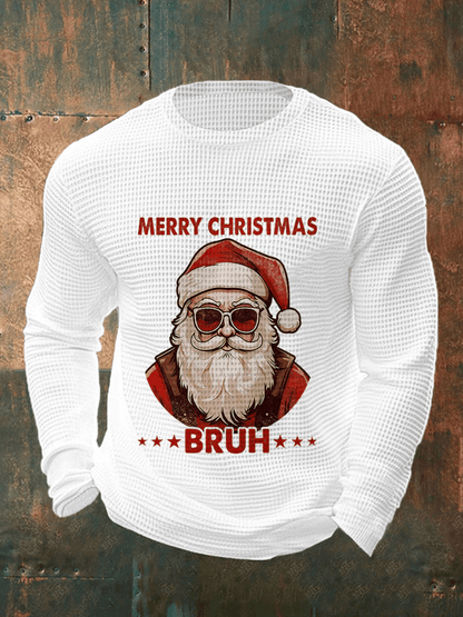 Men's Merry Christmas Santa Claus Printed Casual Long-Sleeved Top