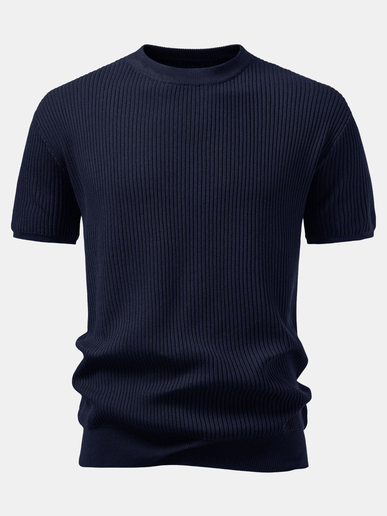 3 Pieces Ribbed Crew Neck Knit T-Shirt