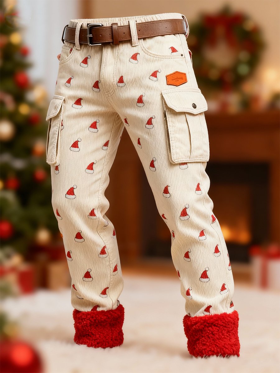 Men's Christmas Hat Corduroy Pants
