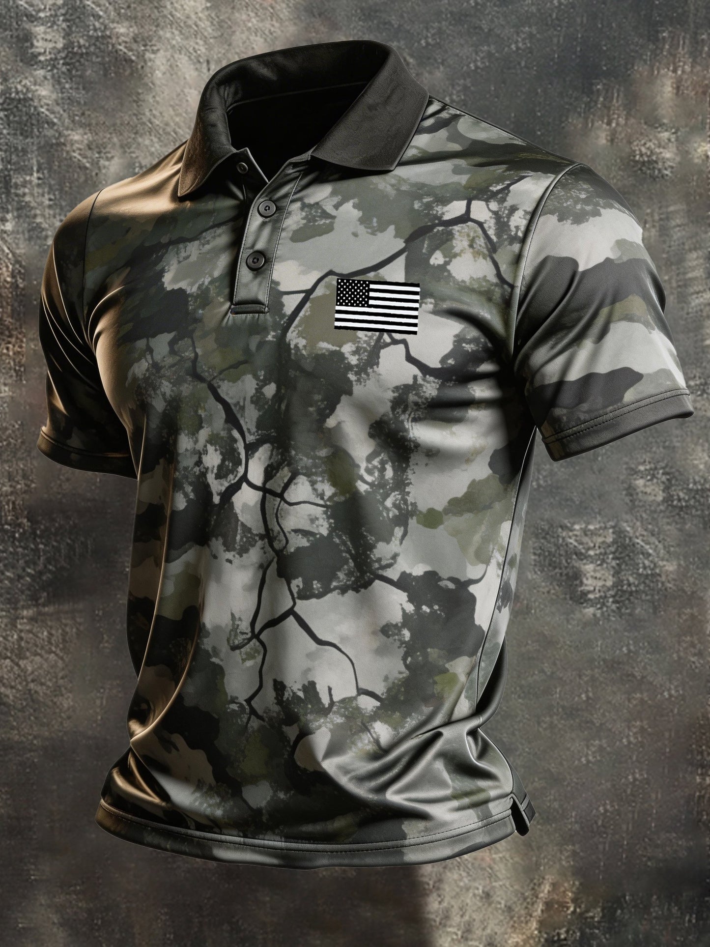 Men's Retro Patriot Camouflage Short-Sleeve Polo Shirt