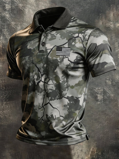 Men's Retro Patriot Camouflage Short-Sleeve Polo Shirt