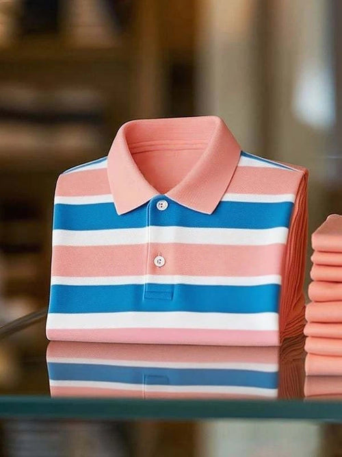 Men's Classic Business Logo Button Short Sleeve Polo Shirt